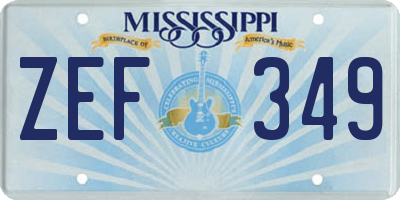 MS license plate ZEF349