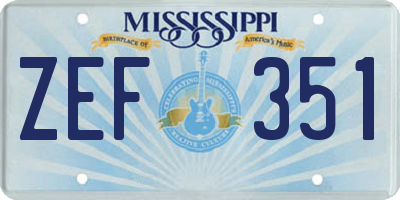 MS license plate ZEF351