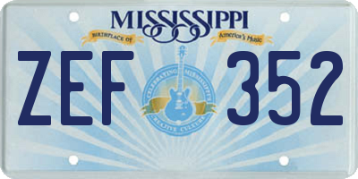 MS license plate ZEF352