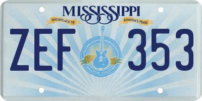 MS license plate ZEF353