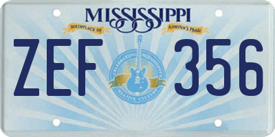 MS license plate ZEF356