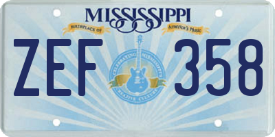 MS license plate ZEF358