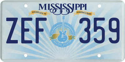 MS license plate ZEF359