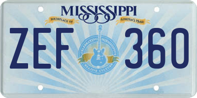 MS license plate ZEF360