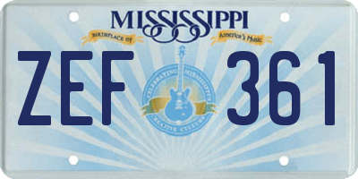 MS license plate ZEF361