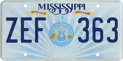 MS license plate ZEF363