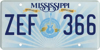 MS license plate ZEF366