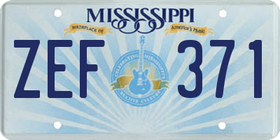 MS license plate ZEF371