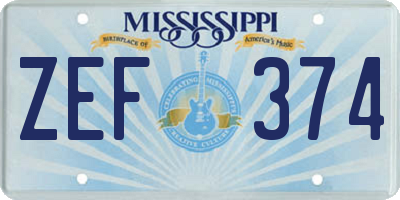 MS license plate ZEF374
