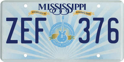 MS license plate ZEF376