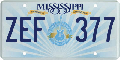 MS license plate ZEF377