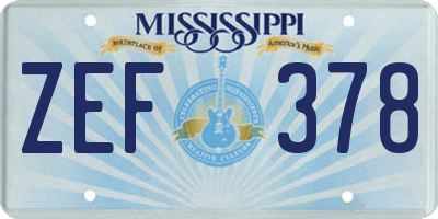MS license plate ZEF378