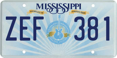 MS license plate ZEF381