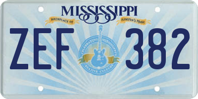 MS license plate ZEF382
