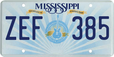 MS license plate ZEF385