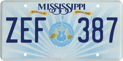 MS license plate ZEF387