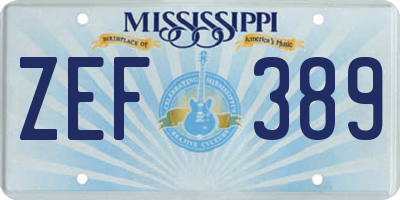 MS license plate ZEF389