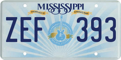 MS license plate ZEF393