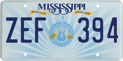 MS license plate ZEF394
