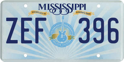 MS license plate ZEF396