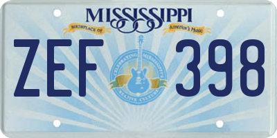 MS license plate ZEF398