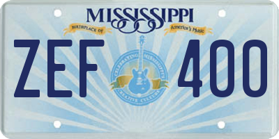 MS license plate ZEF400