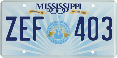 MS license plate ZEF403