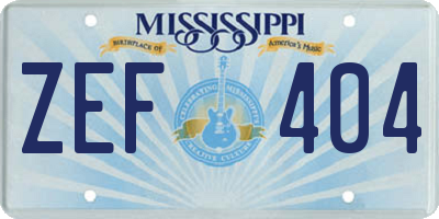 MS license plate ZEF404