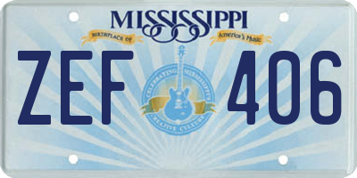 MS license plate ZEF406