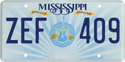 MS license plate ZEF409