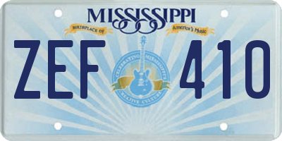 MS license plate ZEF410