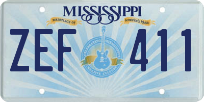 MS license plate ZEF411