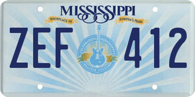 MS license plate ZEF412