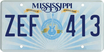 MS license plate ZEF413