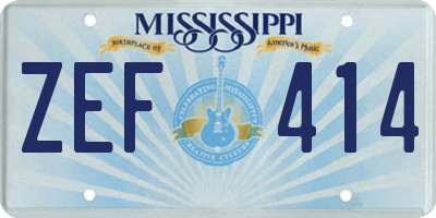 MS license plate ZEF414