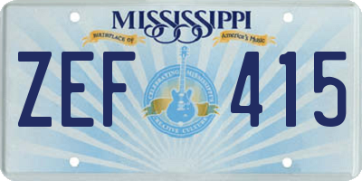 MS license plate ZEF415