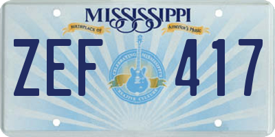 MS license plate ZEF417
