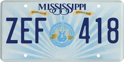 MS license plate ZEF418