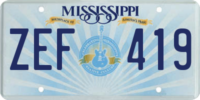 MS license plate ZEF419