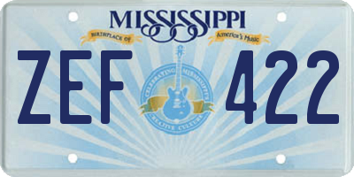 MS license plate ZEF422