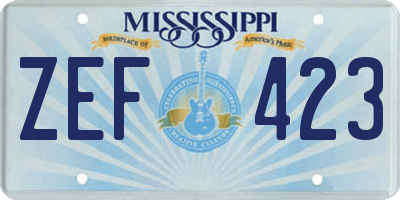 MS license plate ZEF423