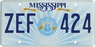 MS license plate ZEF424