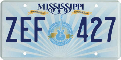 MS license plate ZEF427
