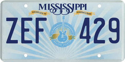 MS license plate ZEF429