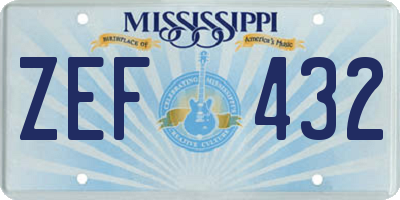 MS license plate ZEF432