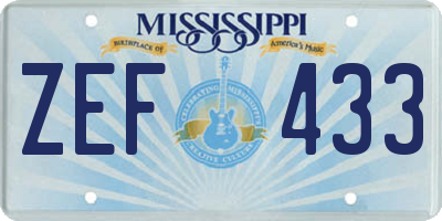 MS license plate ZEF433