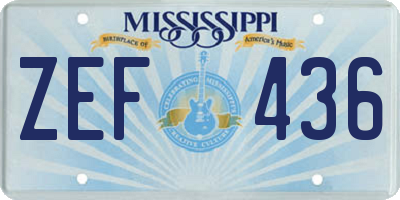 MS license plate ZEF436