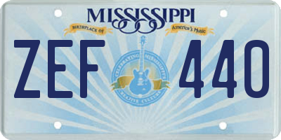 MS license plate ZEF440