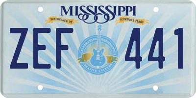 MS license plate ZEF441