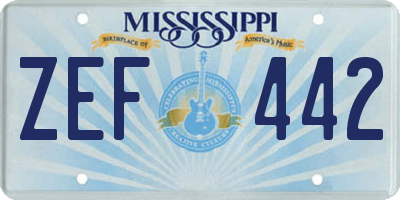 MS license plate ZEF442